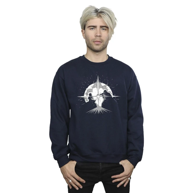Image of Star Wars Star Wars Men Obi-Wan Kenobi Saber Silhouette Fight Sweatshirt in Navy Size: Small Navy S Male 5059934447004