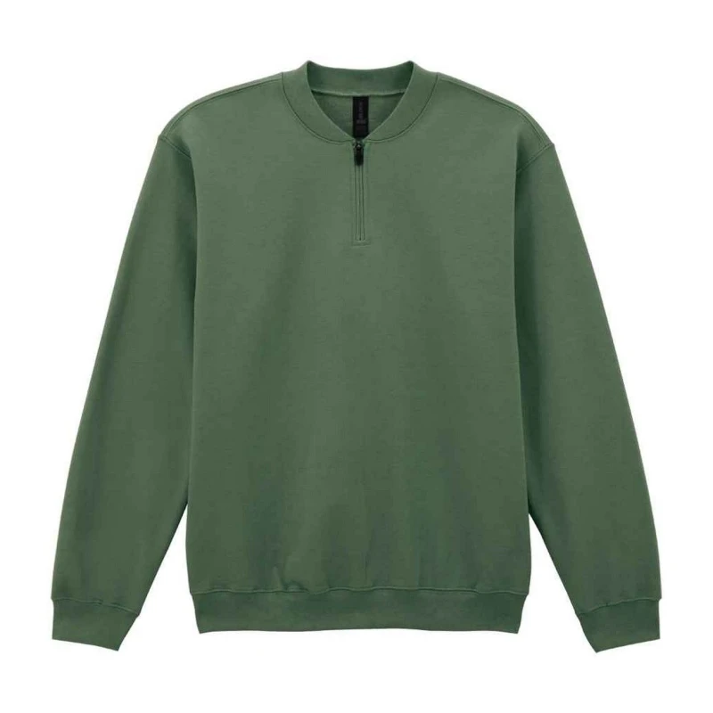 Image of Gildan Mens Softstyle Midweight Quarter Zip Sweatshirt in Green Size: Small Green Male S
