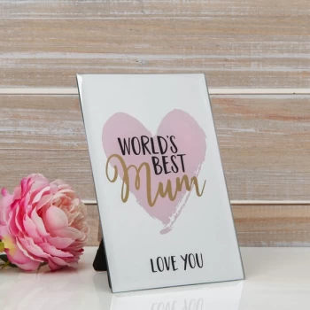 Image of Mirror Glass Plaque - World's Best Mum