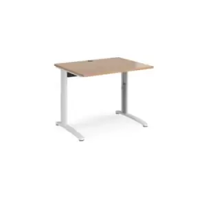 Image of Office Desk Wheelchair Friendly Rectangular Desk 1000mm Beech Tops With White Frames TR10