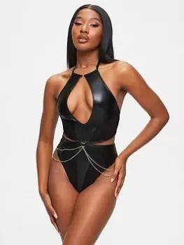 Image of Ann Summers Bodywear Lovestruck Crotchless Body - Black, Size L, Women