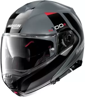 Image of Nolan N100-5 Hilltop N-Com Helmet, black-grey, Size L, black-grey, Size L