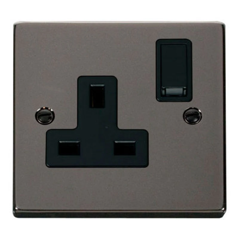 Image of SE Home Black Nickel 1 Gang 13A DP Switched Plug Socket Black