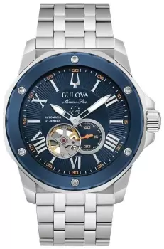 Image of Bulova 98A302 Mens Marine Star Automatic Blue Dial Watch