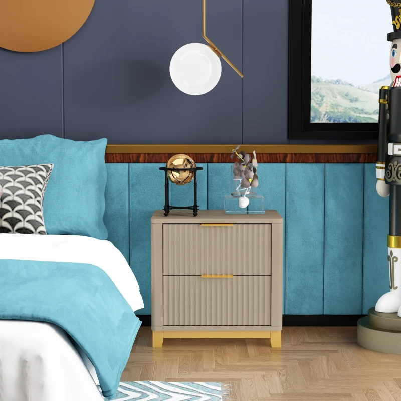 Image of Cabinet Bits Molino 2 Drawer Bedside Table in Beige Beige Unisex