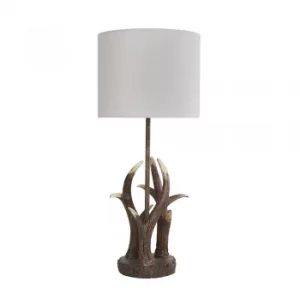 Image of Caribou Antler Table Lamp with Cool Grey Reni Shade