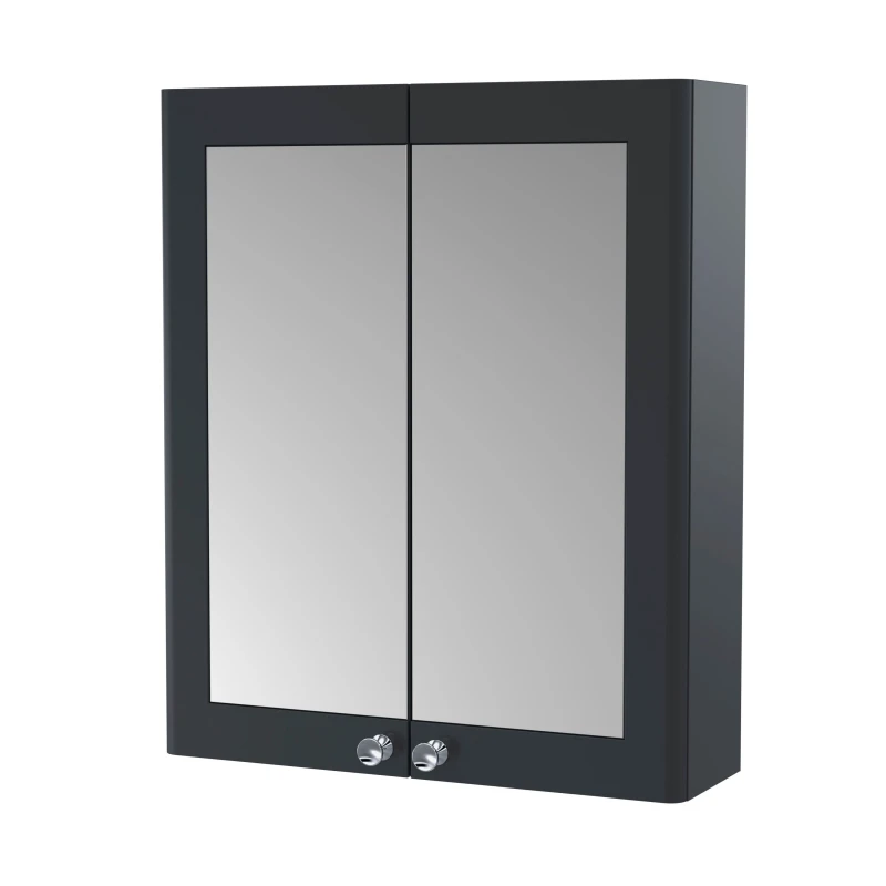 Image of Balterley Clasic Wall Hung 2 Soft Close Door Mirror Cabinet Soft Black 600mm Grey