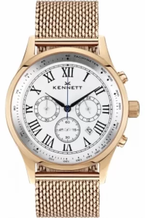 Image of Mens Kennett Savro Gold White Milanese Chronograph Watch WSAVRGWHMIL