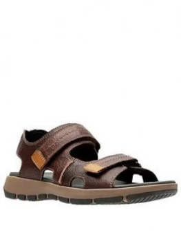 Image of Clarks Brixby Shore Sandals - Dark Brown, Size 7, Men