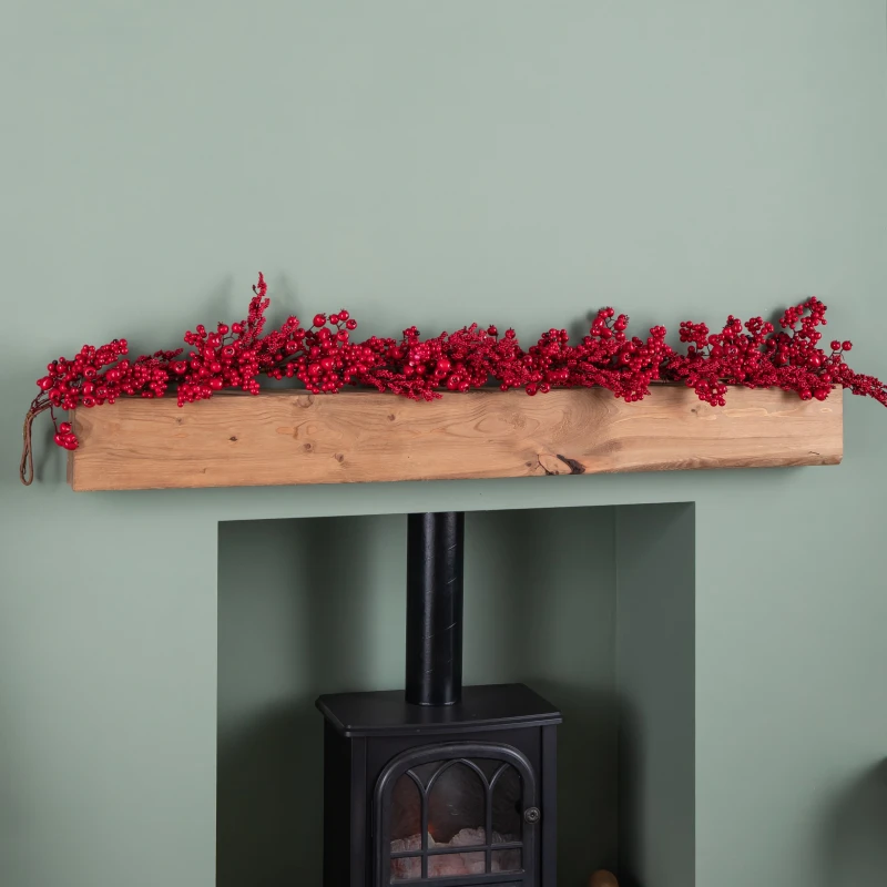 Image of 1.8m Red Plastic Berry Burst Christmas Garland