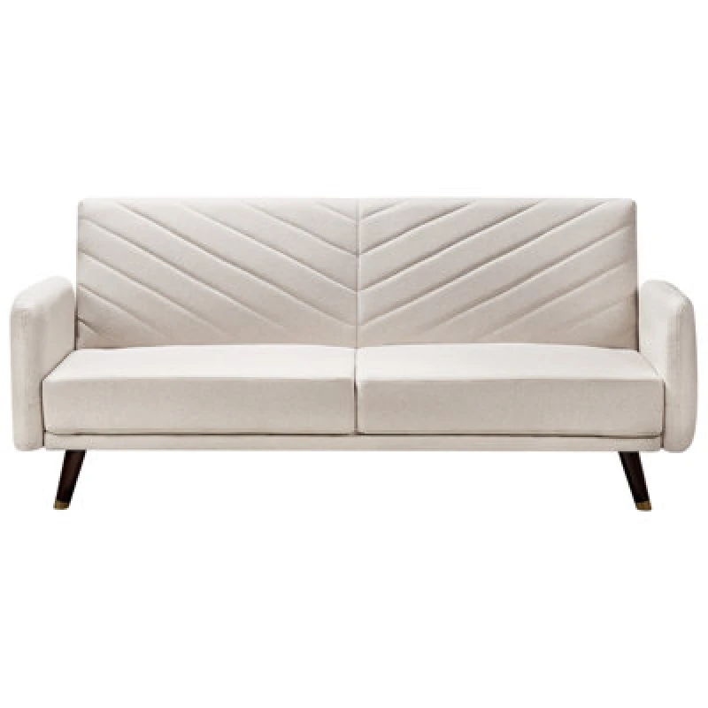 Image of Beliani Sofa Bed 3 Seater Senja Faux Linen Light Beige