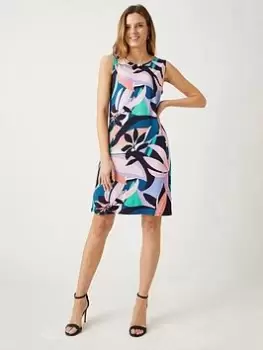 Image of Wallis Abstract Jersey Shift Dress - Pink, Size 8, Women