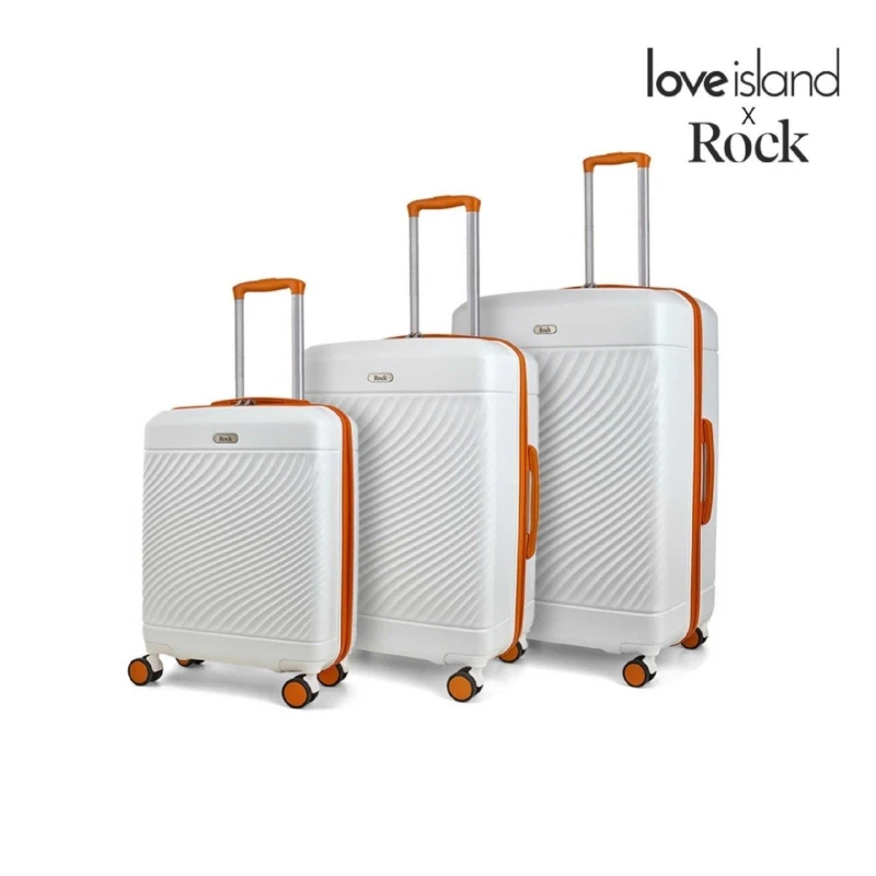 Image of Rock Rock Love Island Large Suitcase White/Orange - Rock - Size: Large White/Orange Large UH37403