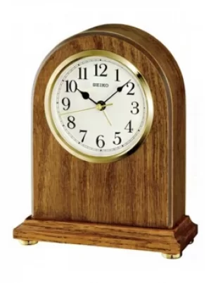 Image of Seiko Clocks Light Brown Oak Wooden Mantel Clock QXE031B