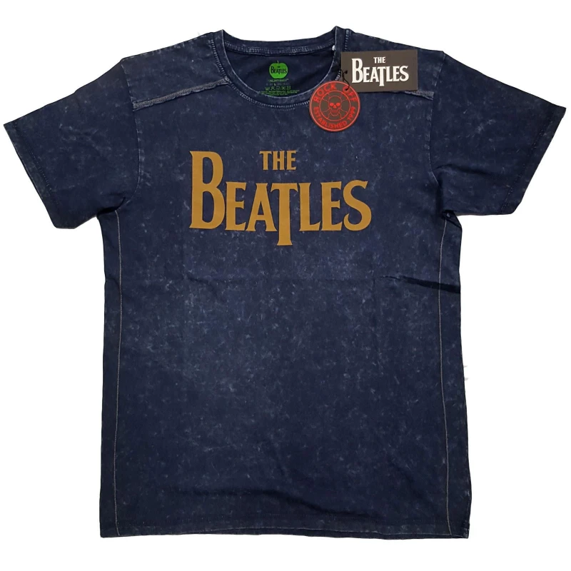 Image of The Beatles The Beatles Men Drop T Logo T-Shirt in Navy Size: Medium Navy M Male 5063238600515