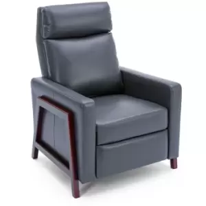Image of Riley push back soft air leather modern reclining armchair accent home cenema recliner chair grey - Grey