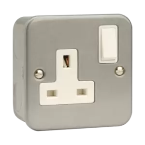 Image of Click Scolmore Essentials Metal Clad 1 Gang Double Pole 13A Switched Socket - CL035