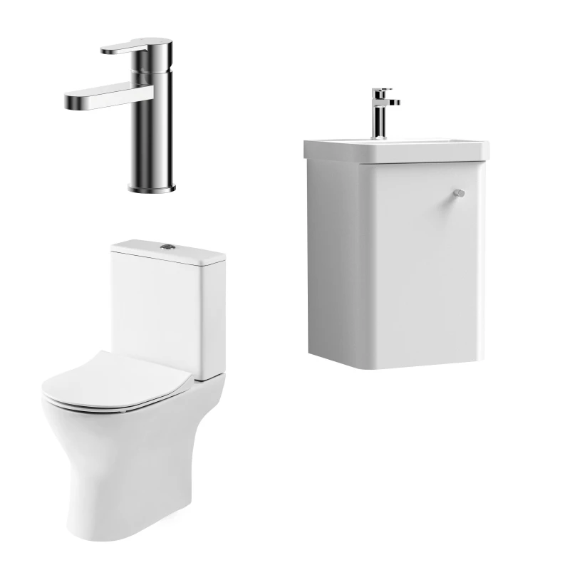 Image of Balterley Cloakroom Suite Wall Hung Vanity Toilet and Tap Gloss White 400mm White
