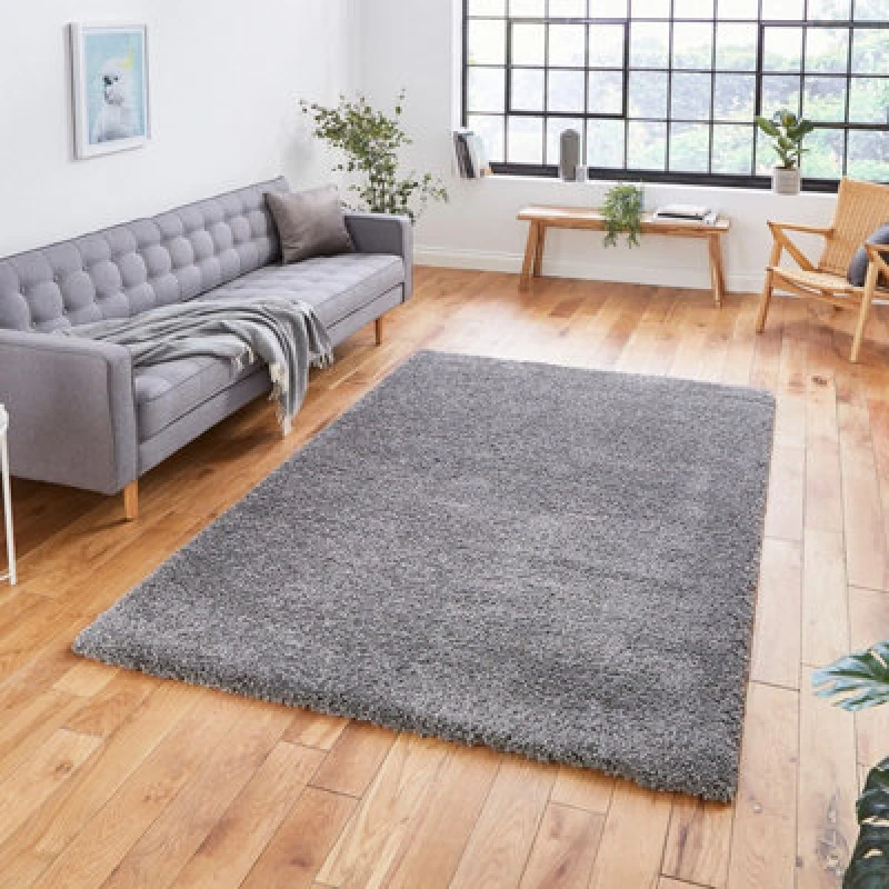 Image of (80x150cm) Sierra 9000 Shaggy Rugs in Pebble Grey High Dense Soft Polypropylene Mats