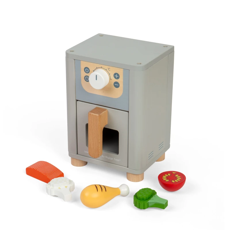 Image of Bigjigs Toys Airfryer - houten keukenaccessoires voor kinderen keukensets en apparaten voor kinderen simulatiespelaccessoires voor peuters cadeaus