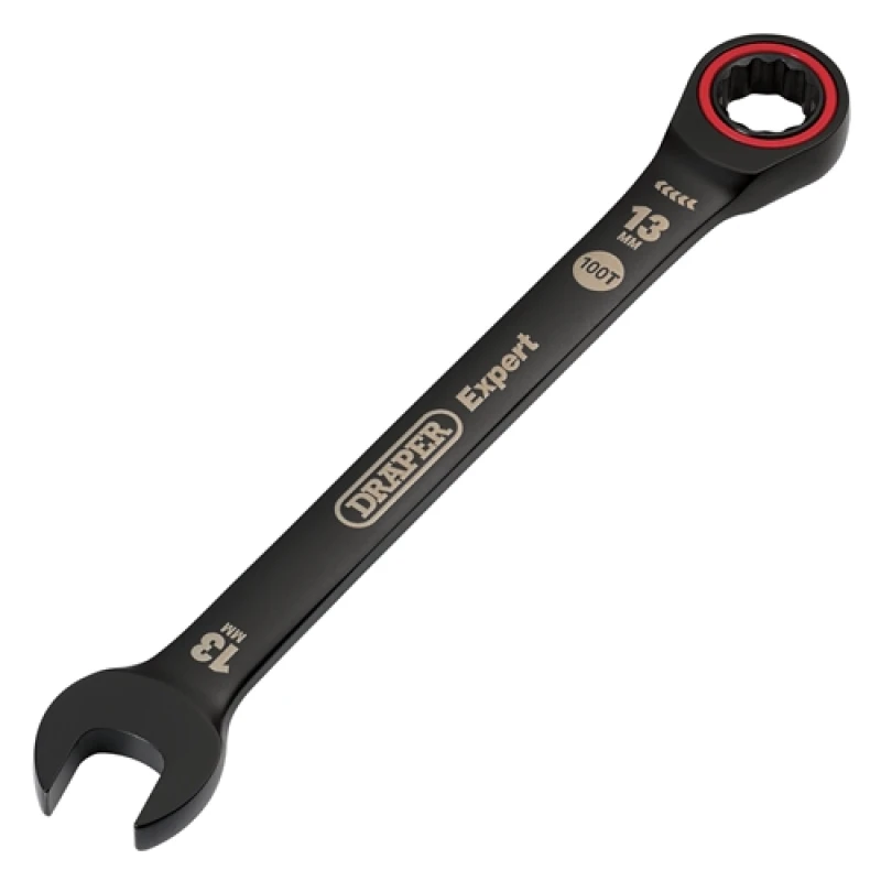 Image of Draper Expert HI-TORQ Metric Ratchet Combination Spanner, 13mm, Black 3884