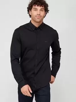 Image of BOSS Biado_r Long Sleeve Regular Fit Shirt - Black, Size L, Men