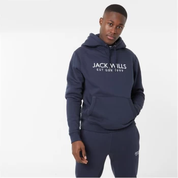 Image of Jack Wills Batsford Graphic Logo Hoodie - Navy NG