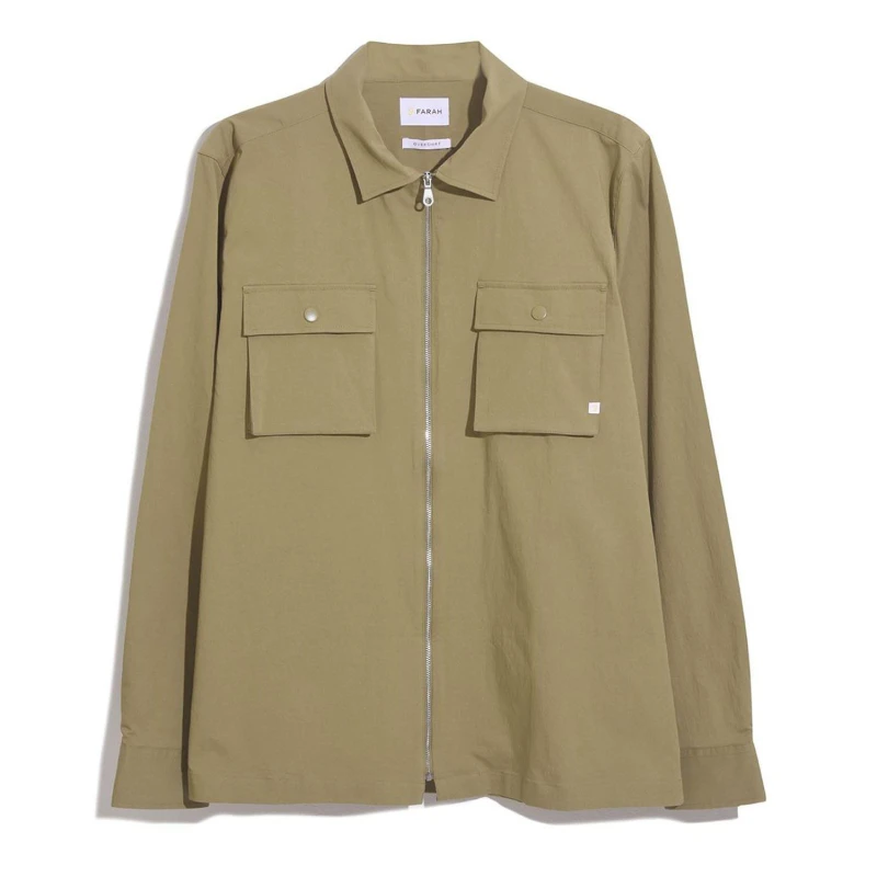 Image of Farah Lynden Full-Zip Overshirt Khaki male XS