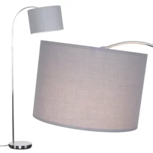Image of Curva Floor Lamp in Chrome with Large Grey Shade