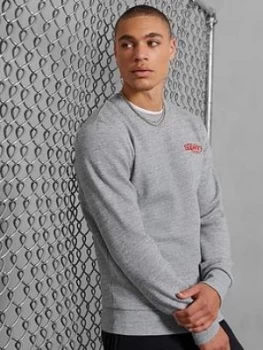 Image of Superdry Core Logo Athletics Crew Sweatshirt, Light Grey, Size 3XL, Men