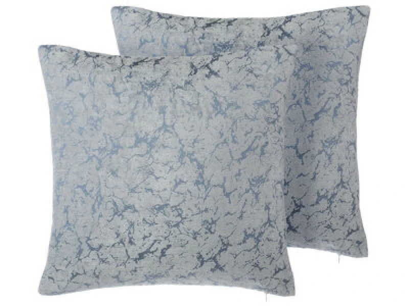 Image of Beliani Set Of 2 Decorative Cushions Wisteria 45 X 45cm Light Grey Solid