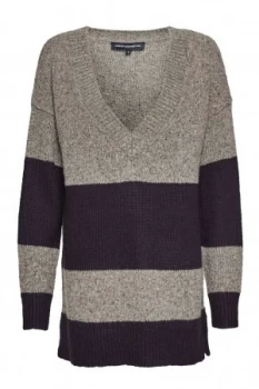 Image of French Connection Alice Nep Knits Stripe Jumper Grey