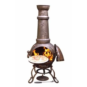Image of Gardeco Extra-Large Toledo Chiminea - Bronze Grapes