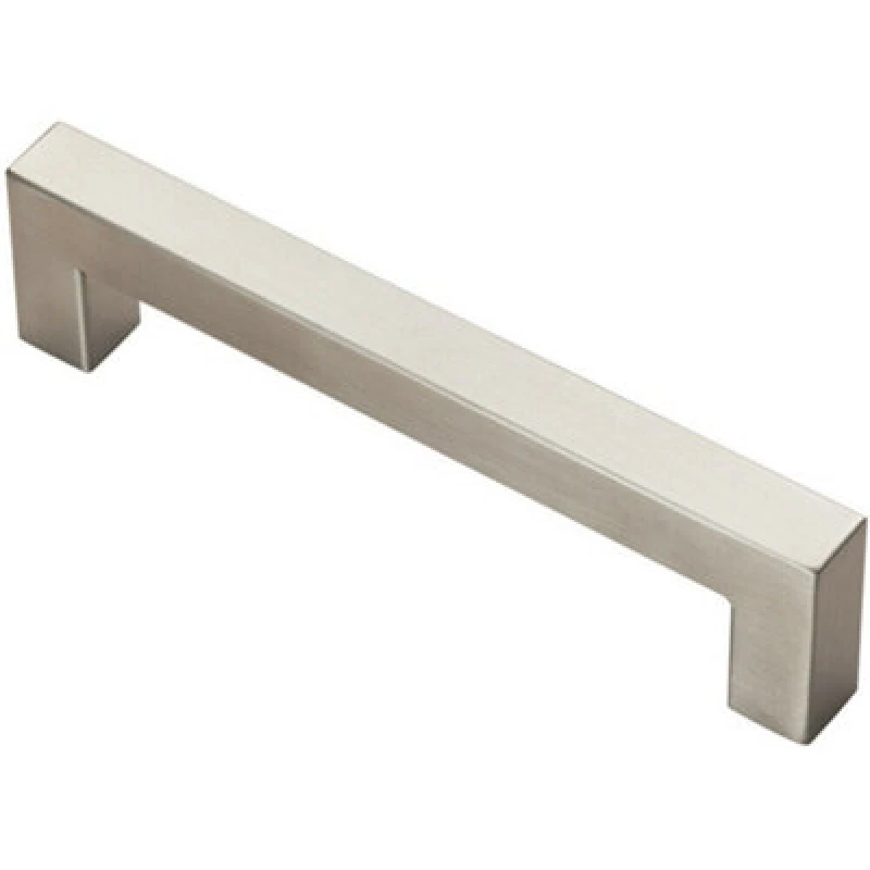 Image of Loops Square Linear Block Pull Handle 142 x 14mm 128mm Fixing Centres Satin Steel Metallics unisex