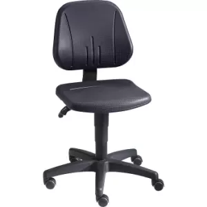 Image of bimos Industrial swivel chair with gas-lift height adjustment, PU foam, black, with castors