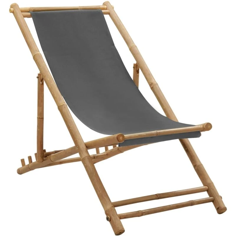Image of VIDAXL Deck Chair Bamboo and Canvas Dark Grey Vidaxl 8720286135273