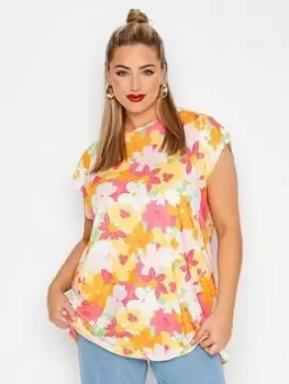 Image of Yours Grown On Sleeve Retro Bright Floral, Pink, Size 30-32, Women