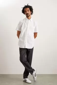 Image of Mens Grey Slim Fit Tonal Grid Check Trousers