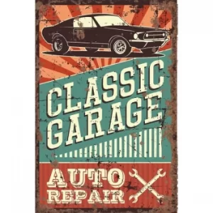 Image of Vintage Metal Sign Classic Garage Auto Repair