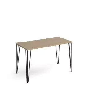 Image of Tikal straight desk 1200mm x 600mm with hairpin legs - Black legs and