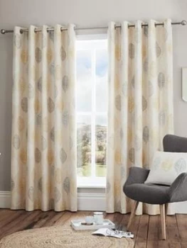 Image of Scandi Leaf Lined Eyelet Curtains