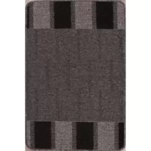 Image of Multi Mat Washable Blocks Doormat Non Slip Rug Black 80 x 133cm (2'7''x4'4'')