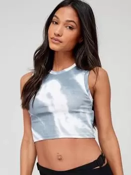 Image of Calvin Klein Jeans Motion Blur Ribbed Tank Top - Grey