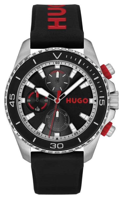 Image of HUGO 1530427 #DIVE (44mm) Black Dial / Black Silicone Strap Watch