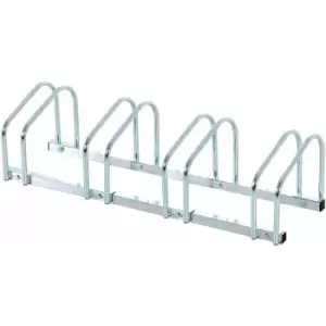 Image of Bike Parking Rack Bicycle Locking Storage Stand for 4 Cycling Silver - Silver - Homcom