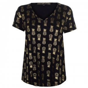 Image of Biba Pineapple Foil T Shirt - Black