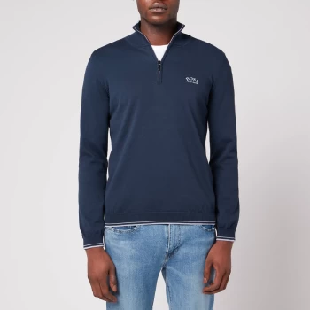 Image of Hugo Boss Athleisure Zitom Quarter Zip Knitted Jumper Navy Size M Men