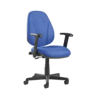 Image of Bilbao fabric operators chair with lumbar support and adjustable arms - blue