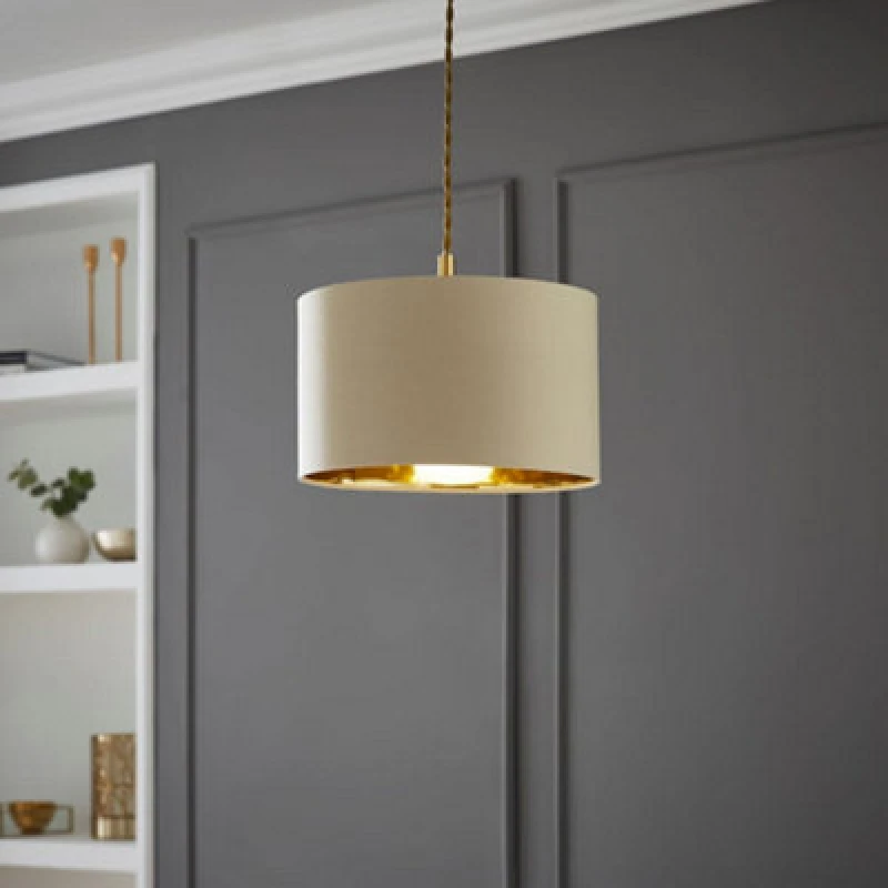 Image of ValueLights ValueLights Reni Natural with Metallic Gold Inner Easy Fit Ceiling Lamp Shade Size: Small Natural Small Unisex 5016529270737