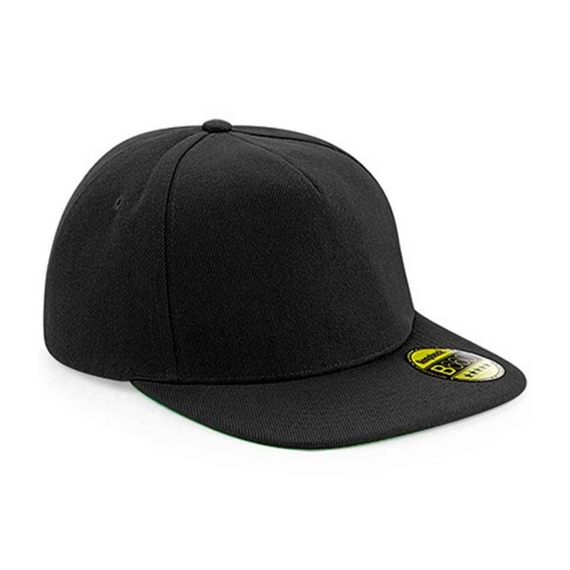 Image of Beechfield Womens Original Flat Peak Snapback Cap in True Black True Black Female One Size
